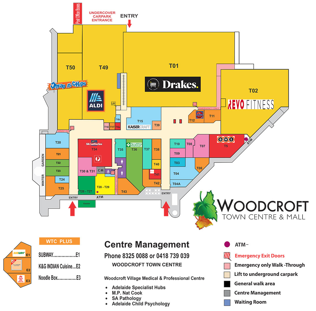 Woodcroft Town Centre floor plan and store map